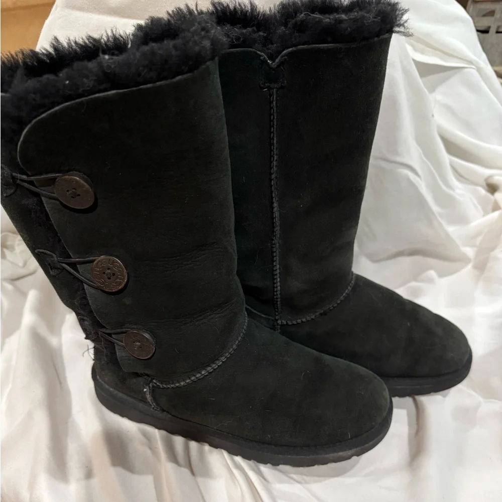 UGG Black Plush Boots - Picture 2 of 5